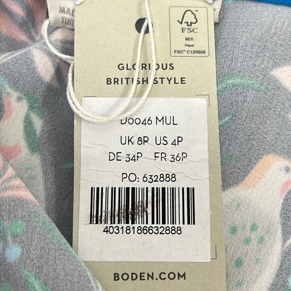 NWT Boden Collar Detail Cropped Jumpsuit -French Navy - Berry Bird  Size 4P - Picture 12 of 16